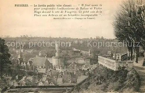 AK / Ansichtskarte Fougeres Jardin public vue sur la ville Chateau Collection du Syndicat d initiatives Cliche A.D. No. 95 Fougeres