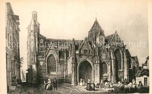 AK / Ansichtskarte Guerande Eglise Dessin Kuenstlerkarte Guerande