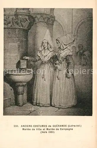 AK / Ansichtskarte Guerande Anciens costumes Mariee de Ville et Mariee de Campagne vers 1830 Dessin Kuenstlerkarte Guerande