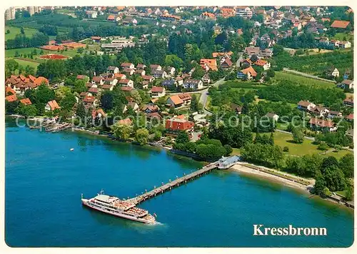 AK / Ansichtskarte Kressbronn_Bodensee Fliegeraufnahme mit Dampferanlegestelle Kressbronn Bodensee