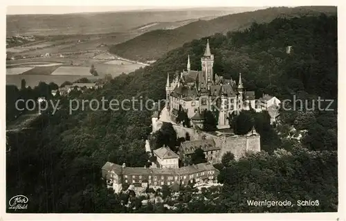 AK / Ansichtskarte Wernigerode_Harz Schloss Fliegeraufnahme Wernigerode Harz