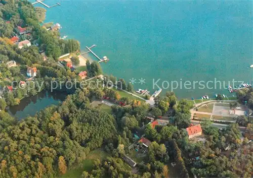 AK / Ansichtskarte Bad_Saarow am Scharmuetzelsee mit Seepromenade und Restaurant Pechhuette Fliegeraufnahme Bad_Saarow