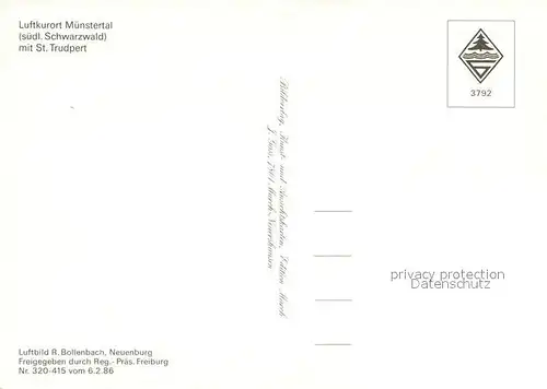 AK / Ansichtskarte Muenstertal_Schwarzwald Fliegeraufnahme mit St Trudpert Muenstertal_Schwarzwald