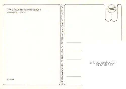 AK / Ansichtskarte Radolfzell_Bodensee Fliegeraufnahme mit Halbinsel Mettnau Radolfzell Bodensee