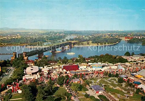 AK / Ansichtskarte Mainz_Rhein Mainzer Volkspark mit Mainmuendung Fliegeraufnahme Mainz Rhein