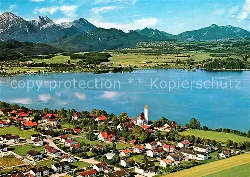 AK / Ansichtskarte Waltenhofen_Schwangau Fliegeraufnahme mit Forggensee Allgaeuer Alpen Aggenstein und Breitenberg Waltenhofen Schwangau