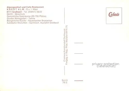 AK / Ansichtskarte Grossweil Alpengasthof Kreut Alm Fliegeraufnahme Grossweil