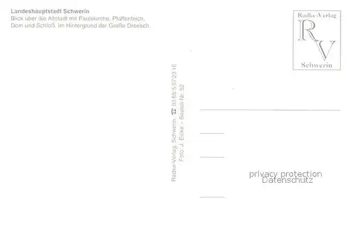AK / Ansichtskarte Schwerin_Mecklenburg Altstadt mit Paulskirche Pfaffenteich Dom und Schloss Fliegeraufnahme Schwerin_Mecklenburg