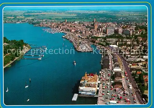 AK / Ansichtskarte Rostock_Mecklenburg Vorpommern Fliegeraufnahme mit Hafen Rostock