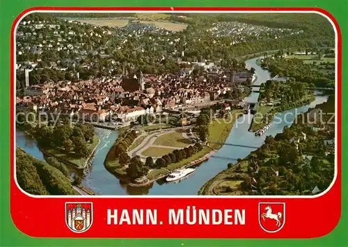 AK / Ansichtskarte Hann._Muenden Fliegeraufnahme Hann. Muenden