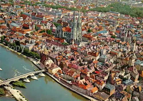 AK / Ansichtskarte Regensburg_Donau Fliegeraufnahme 