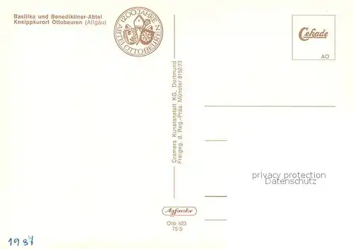 AK / Ansichtskarte Ottobeuren Basilika und Benediktiner Abtei Fliegeraufnahme Ottobeuren