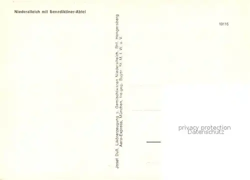 AK / Ansichtskarte Niederalteich_Donau Fliegeraufnahme mit Benediktiner Abtei Niederalteich Donau