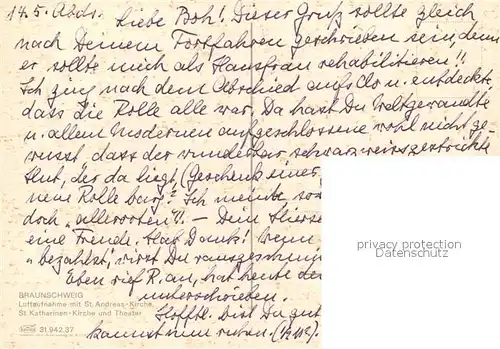 AK / Ansichtskarte Braunschweig Fliegeraufnahme mit St Andreas Kirche St Katharinen Kirche und Theater Braunschweig