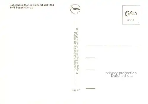 AK / Ansichtskarte Bogen_Niederbayern Bogenberg Marienwallfahrtskirche Fliegeraufnahme Bogen Niederbayern