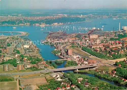AK / Ansichtskarte Kiel Schwentine und Segelregatta auf der Foerde Fliegeraufnahme Kiel