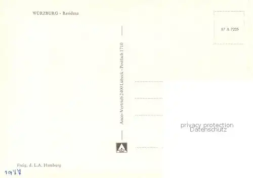 AK / Ansichtskarte Wuerzburg Residenz Fliegeraufnahme Wuerzburg