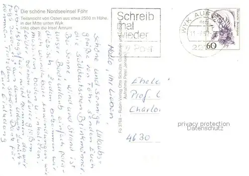 AK / Ansichtskarte Insel_Foehr Fliegeraufnahme mit Wyk und Insel Amrum Insel_Foehr