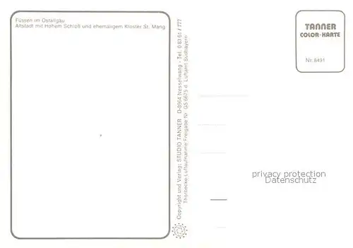 AK / Ansichtskarte Fuessen_Allgaeu Altstadt mit Hohem Schloss und ehem Kloster St Mang Fuessen Allgaeu