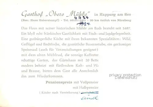 AK / Ansichtskarte Happurg Gasthof Obere Muehle Happurg