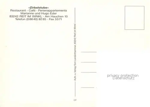 AK / Ansichtskarte Reit_Winkl Restaurant Cafe Ferienappartements Zirbelstube Reit_Winkl