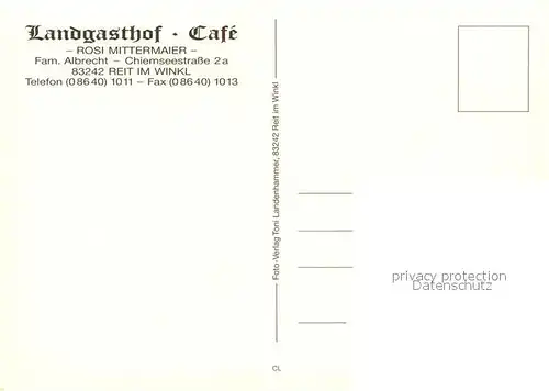AK / Ansichtskarte Reit_Winkl Landgasthof Cafe Rosi Mittermaier Reit_Winkl