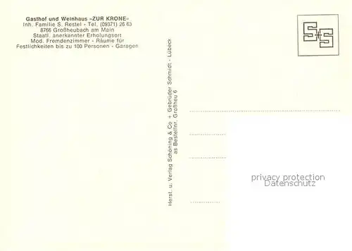AK / Ansichtskarte Grossheubach Gasthof Weinhaus Zur Krone Grossheubach