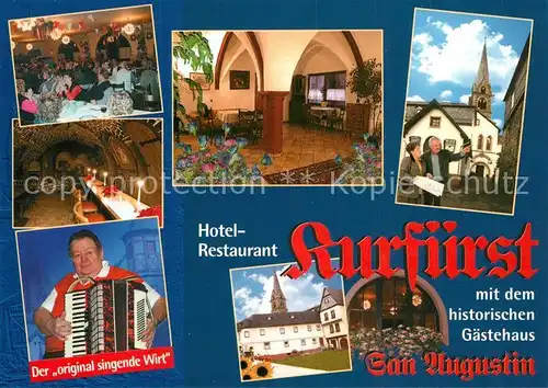 AK / Ansichtskarte Bornhofen_Kamp Hotel Restaurant Kurfuerst Der original singende Wirt Bornhofen Kamp