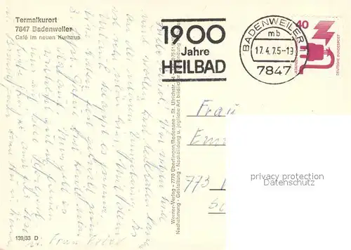 AK / Ansichtskarte Badenweiler Cafe im neuen Kurhaus Badenweiler