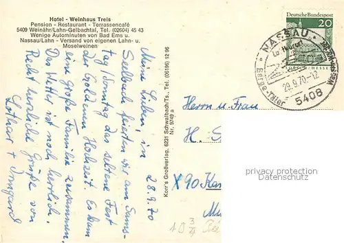 AK / Ansichtskarte Weinaehr Hotel Weinhaus Treis Weinaehr