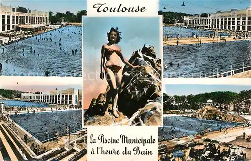 AK / Ansichtskarte Toulouse_Haute Garonne Piscine Municipale a l heure du bain et le Rocher Toulouse Haute Garonne