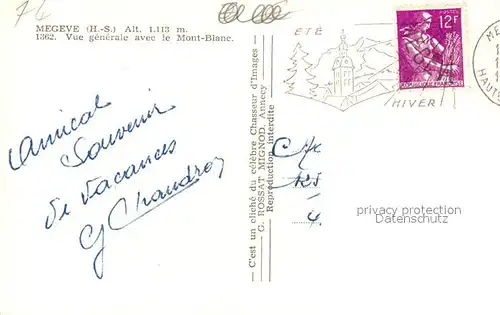 AK / Ansichtskarte Megeve Vue generale avec le Mont Blanc Alpes Megeve