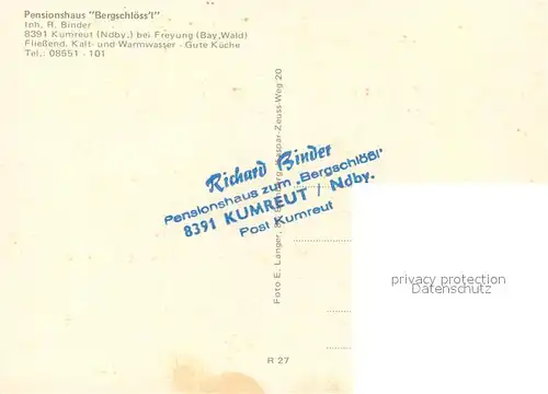 AK / Ansichtskarte Kumreut Pensionshaus Bergschl?ss l  Kumreut