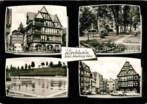 AK / Ansichtskarte Kirchhain_Hessen Schwimmbad Marktplatz Gr?nanlage  Kirchhain Hessen