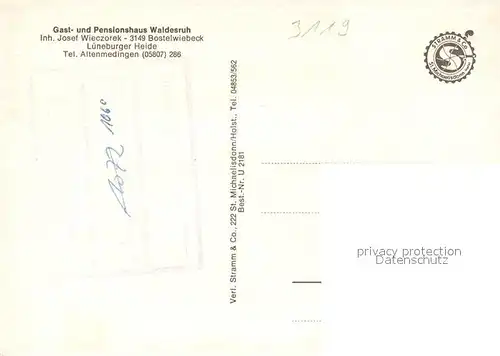 AK / Ansichtskarte Bostelwiebeck Gast  und Pensionshaus Waldesruh Bostelwiebeck