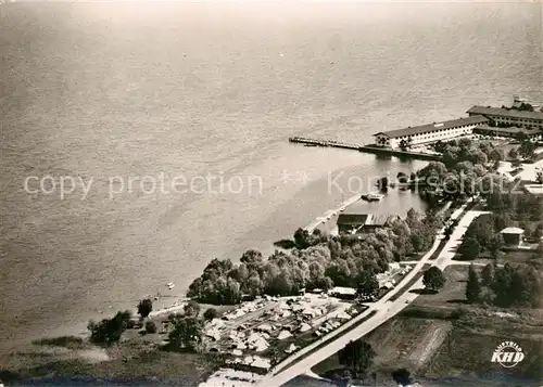 AK / Ansichtskarte Felden_Chiemsee Campingplatz Rasthaus Fliegeraufnahme Felden Chiemsee