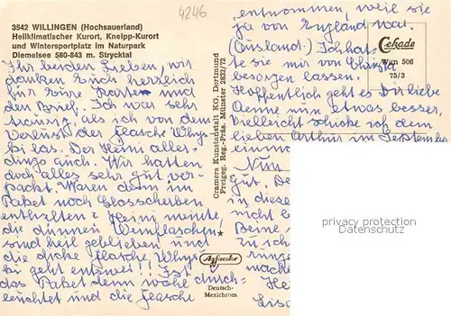 AK / Ansichtskarte Willingen_Sauerland Fliegeraufnahme Strycktal Willingen_Sauerland