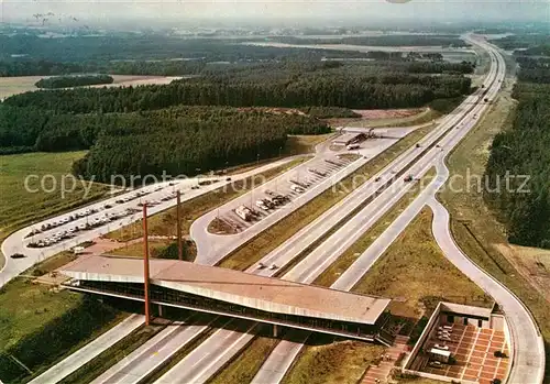 AK / Ansichtskarte Nellinghof Schierberg Bundes Autobahn Br?ckenrasthaus Dammer Berge Fliegeraufnahme Nellinghof Schierberg