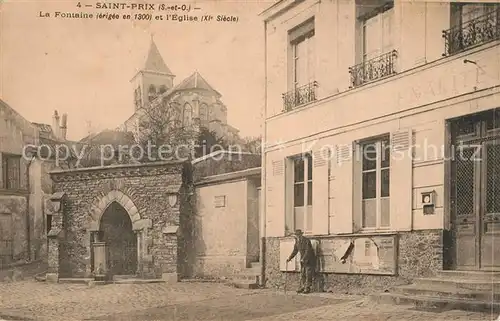 AK / Ansichtskarte Saint Prix_Saone et Loire La Fontaine Eglise Saint Prix Saone et Loire