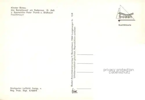 AK / Ansichtskarte Birnau Fliegeraufnahme Kloster Birnau