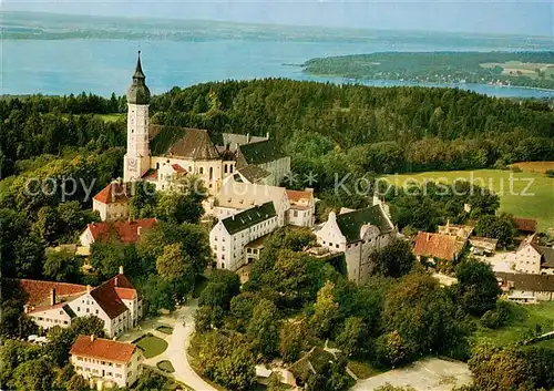 AK / Ansichtskarte Kloster_Andechs Fliegeraufnahme mit Ammersee Kloster_Andechs
