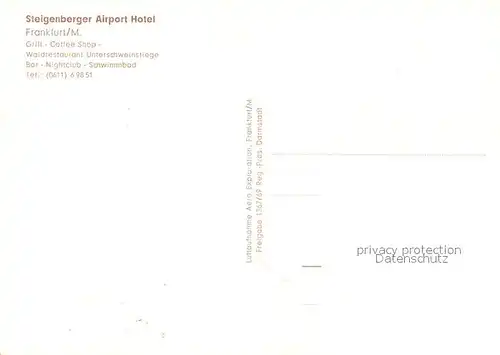 AK / Ansichtskarte Frankfurt_Main Fliegeraufnahme Steigenberger Airport Hotel Frankfurt Main