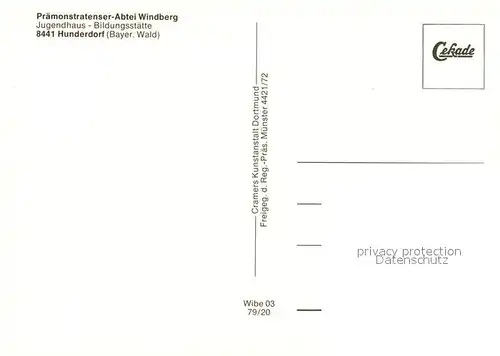 AK / Ansichtskarte Hunderdorf_Niederbayern Fliegeraufnahme Pr?monstratenser Abtei Windberg Hunderdorf Niederbayern