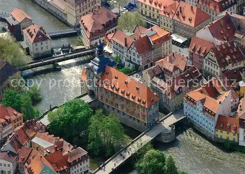 AK / Ansichtskarte Bamberg Fliegeraufnahme Weltkulturerbe mit altem Rathaus Bamberg