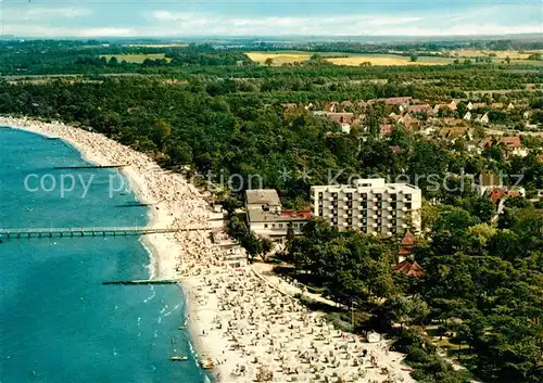 AK / Ansichtskarte Timmendorfer_Strand Fliegeraufnahme Strand Seebr?cke Timmendorfer_Strand