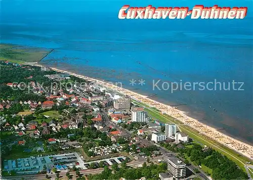 AK / Ansichtskarte Cuxhaven_Duhnen_Nordseebad Fliegeraufnahme mit Strand Cuxhaven_Duhnen