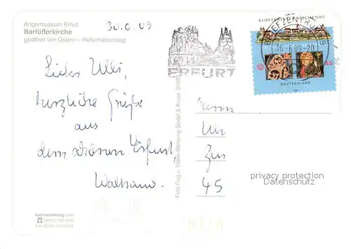 AK / Ansichtskarte Erfurt Angeermuseum Barfuesserkirche Fliegeraufnahme Erfurt