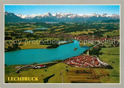 AK / Ansichtskarte Lechbruck_See Fliegeraufnahme mit Tiroler und Allgaeuer Hochgebirge Lechbruck See
