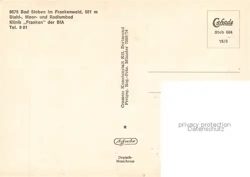 AK / Ansichtskarte Bad_Steben Klinik Franken der BfA Bad_Steben