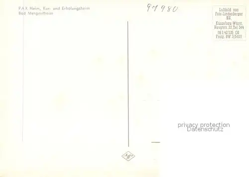 AK / Ansichtskarte Bad_Mergentheim PAX Heim Kur und Erholungsheim Fliegeraufnahme Bad_Mergentheim